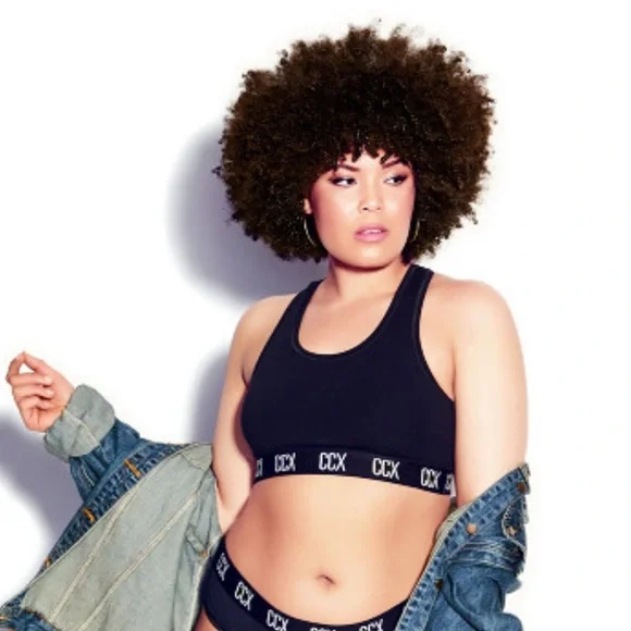 City Chic CCX Black Logo Crop Top Size S - Size 16 BNWT - Picture 7 of 7